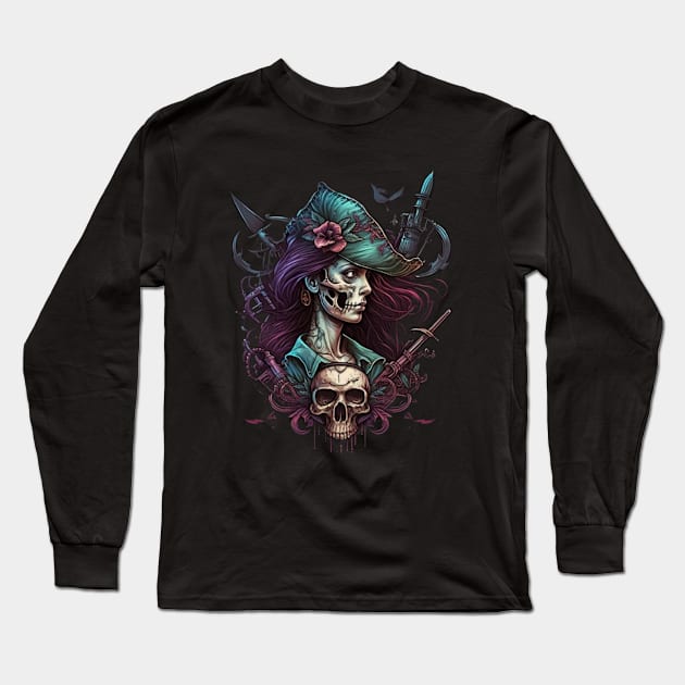 Pirate Queen Long Sleeve T-Shirt by WickedVirtue